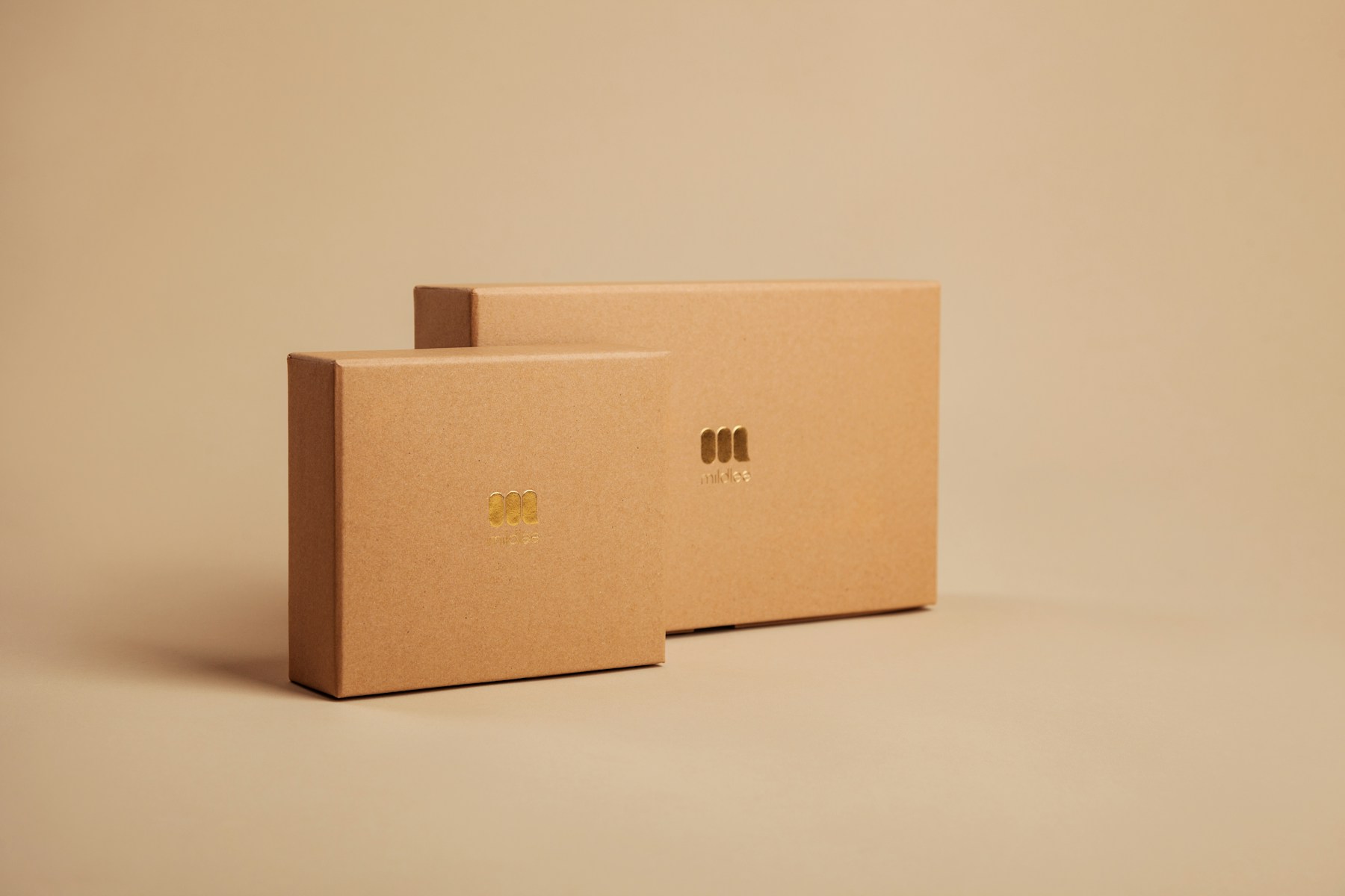 Minimal kraft boxes finished with gold foil